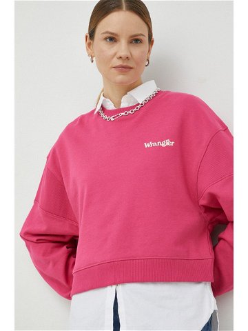 Mikina Wrangler dámská růžová barva s potiskem