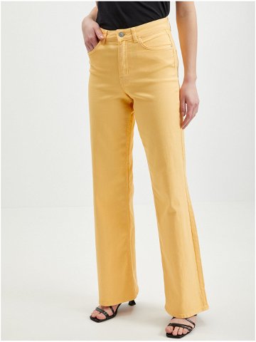 Žluté dámské široké džíny Pieces Peggy