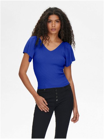 Tmavě modré dámské žebrované tričko ONLY Leelo