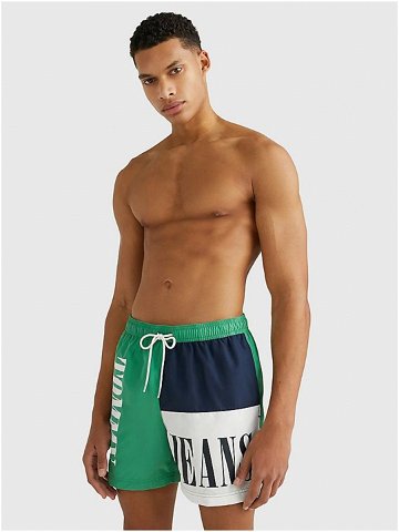 Modro-zelené pánské vzorované plavky Tommy Hilfiger Underwear
