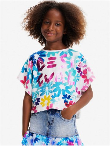Modro-bílé holčičí květované tričko Desigual Biscuit