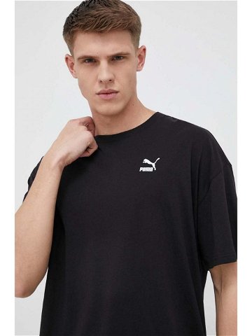 Bavlněné tričko Puma černá barva 538070-88