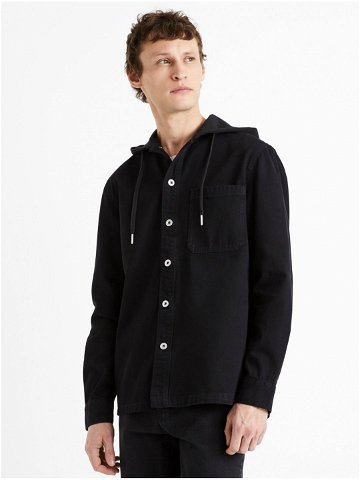 Černá pánská džínová košile s kapucí Celio Dadenim