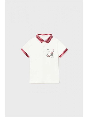 Dětské polo tričko Mayoral bílá barva s potiskem