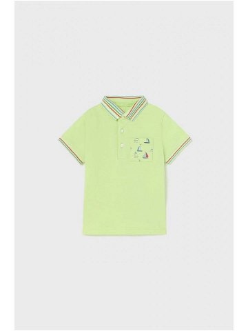 Dětské polo tričko Mayoral zelená barva s potiskem