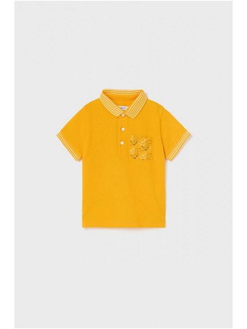 Dětské polo tričko Mayoral žlutá barva s potiskem