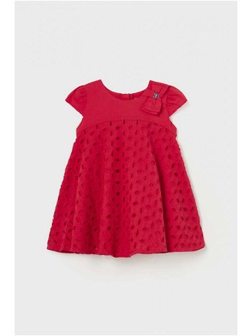 Dětské bavlněné šaty Mayoral červená barva mini