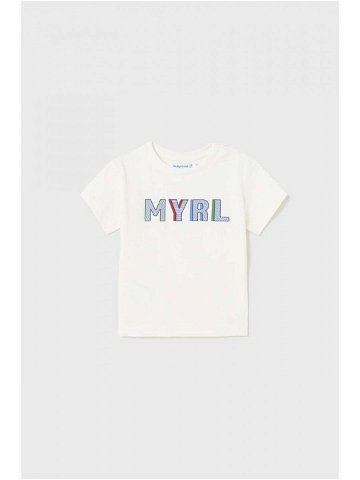 Dětské bavlněné tričko Mayoral bílá barva s potiskem