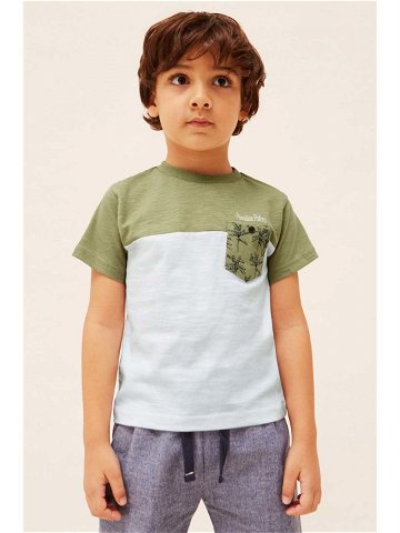 Dětské bavlněné tričko Mayoral zelená barva s potiskem