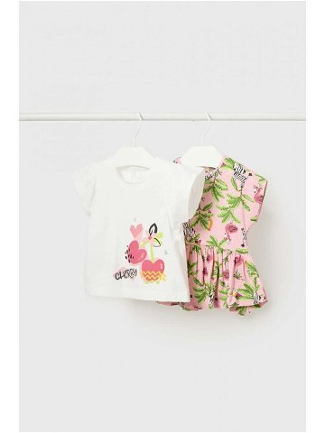 Bavlněné dětské tričko Mayoral 2-pack růžová barva