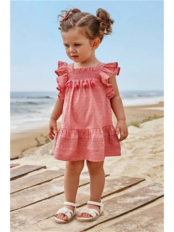 Dětské bavlněné šaty Mayoral růžová barva mini