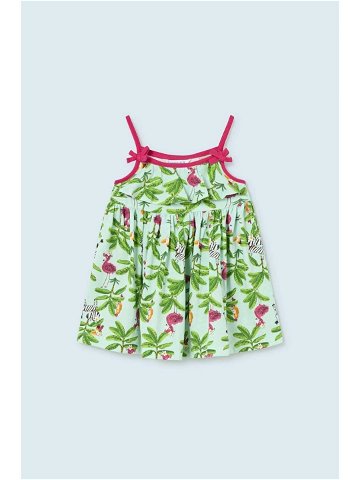 Dětské bavlněné šaty Mayoral tyrkysová barva mini
