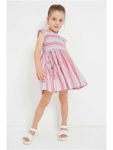 Šaty s příměsí lnu pro děti Mayoral růžová barva mini