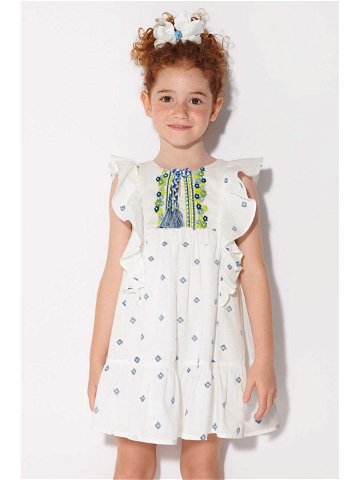 Dětské bavlněné šaty Mayoral bílá barva mini