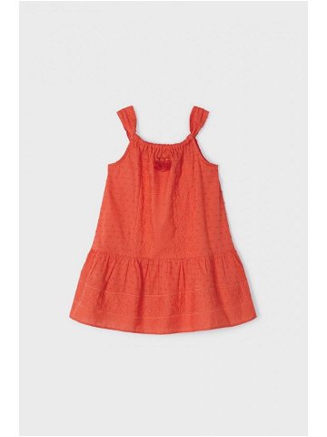 Dětské bavlněné šaty Mayoral oranžová barva midi