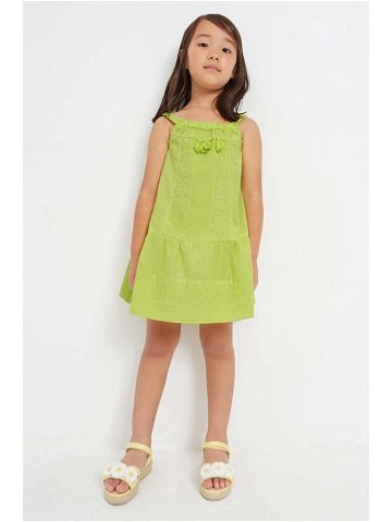 Dětské bavlněné šaty Mayoral zelená barva midi