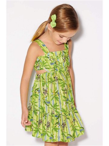 Šaty s příměsí lnu pro děti Mayoral zelená barva mini