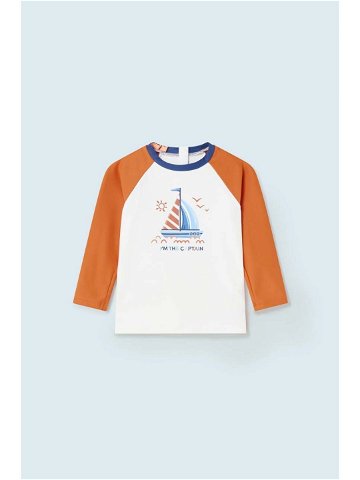 Kojenecké tričko s dlouhým rukávem Mayoral oranžová barva s potiskem
