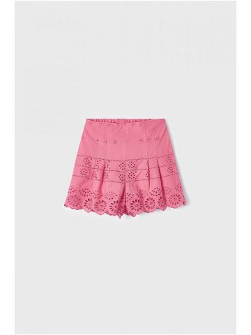 Dětské bavlněné šortky Mayoral růžová barva hladké