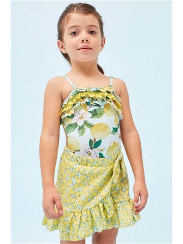 Dětská bavlněná sukně Mayoral žlutá barva mini
