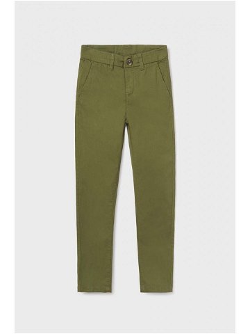Dětské kalhoty Mayoral zelená barva hladké