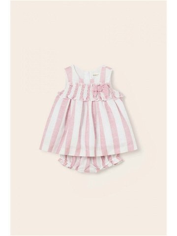 Dětské bavlněné šaty Mayoral Newborn růžová barva mini