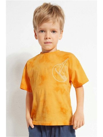 Dětské bavlněné tričko Mayoral oranžová barva