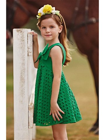 Dětské bavlněné šaty Mayoral zelená barva mini