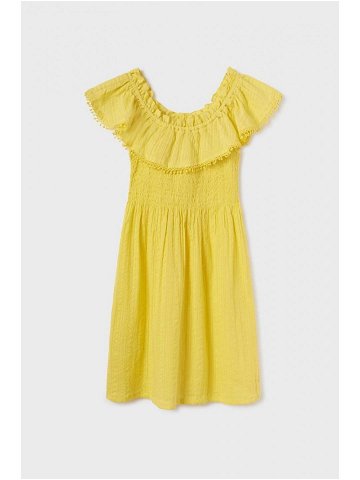 Dětské bavlněné šaty Mayoral žlutá barva mini