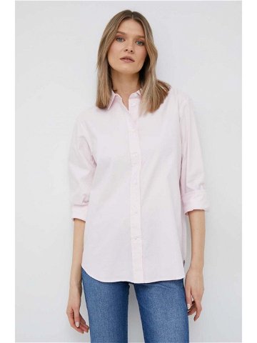 Košile Tommy Hilfiger růžová barva regular s klasickým límcem