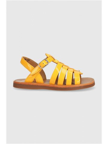 Dětské kožené sandály Pom D api oranžová barva