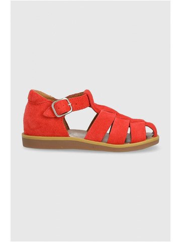 Dětské semišové sandály Pom D api červená barva