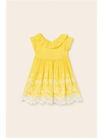 Dětské šaty s příměsí lnu Mayoral žlutá barva mini