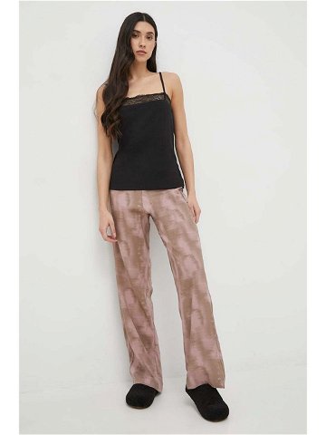 Pyžamové kalhoty Calvin Klein Underwear dámské béžová barva