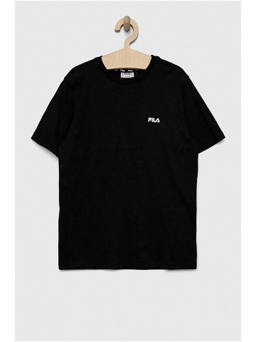 Dětské bavlněné tričko Fila černá barva s potiskem