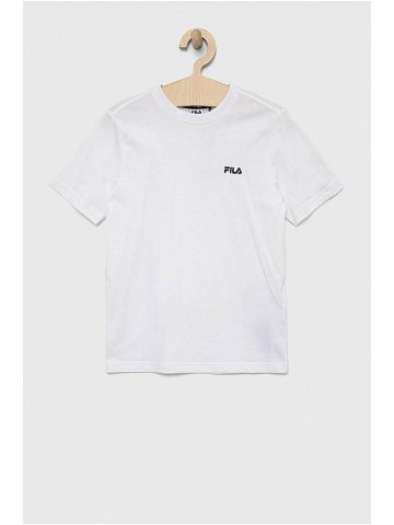 Dětské bavlněné tričko Fila bílá barva s potiskem
