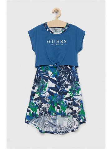 Dívčí šaty Guess tyrkysová barva mini