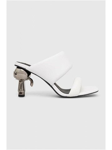 Kožené pantofle Karl Lagerfeld IKON HEEL dámské bílá barva na podpatku KL39005
