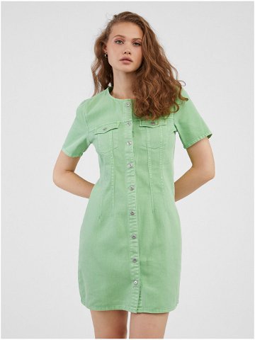 Zelené dámské džínové košilové šaty Pieces Tara