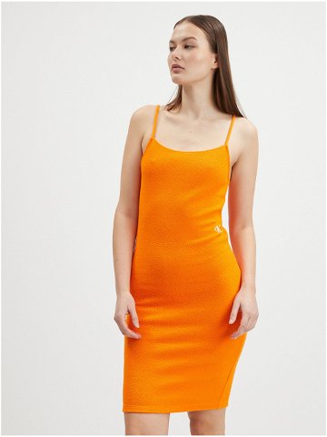 Oranžové dámské pouzdrové šaty Calvin Klein Jeans
