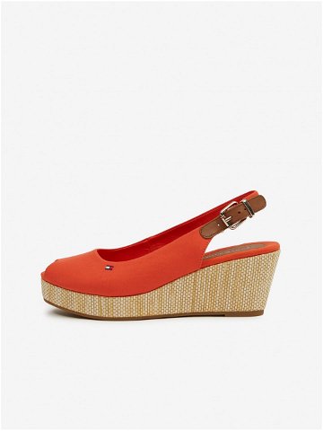 Oranžové dámské sandály na klínku Tommy Hilfiger Iconic Elba