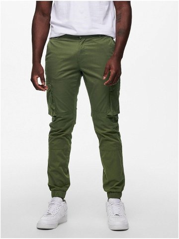 Zelené pánské kalhoty s kapsami ONLY & SONS Cam