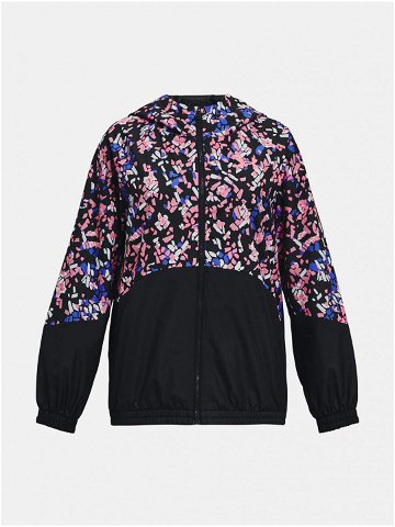Růžovo-černá holčičí sportovní bunda Under Armour Woven FZ Jacket