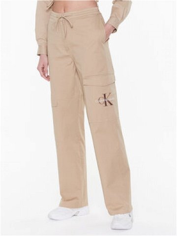 Calvin Klein Jeans Kalhoty z materiálu J20J220263 Béžová Relaxed Fit
