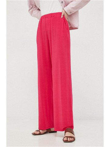 Kalhoty Max Mara Leisure dámské růžová barva široké high waist