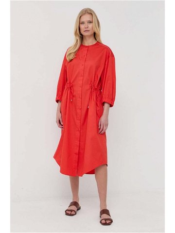 Bavlněné šaty Max Mara Leisure červená barva midi
