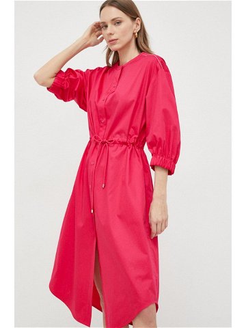 Bavlněné šaty Max Mara Leisure růžová barva midi