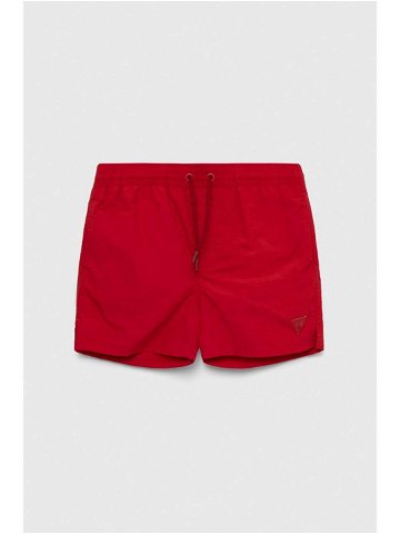 Dětské plavkové šortky Guess červená barva