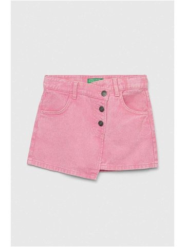 Dětská riflová sukně United Colors of Benetton růžová barva mini