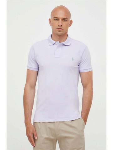 Bavlněné polo tričko Ralph Lauren fialová barva 710536856